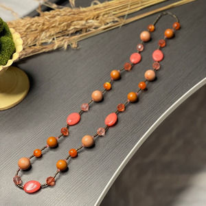 Elegant Coral and Orange Beaded Necklace